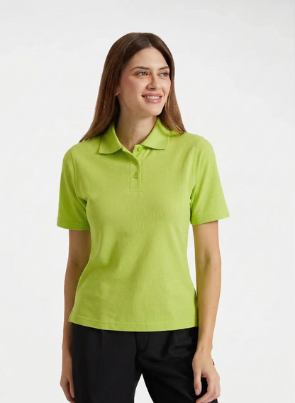 Ladies Active Cotton Poloshirt Lime