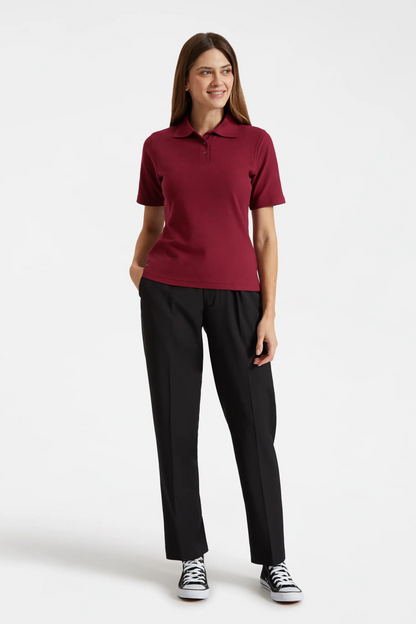 Ladies Active Cotton Poloshirt Maroon