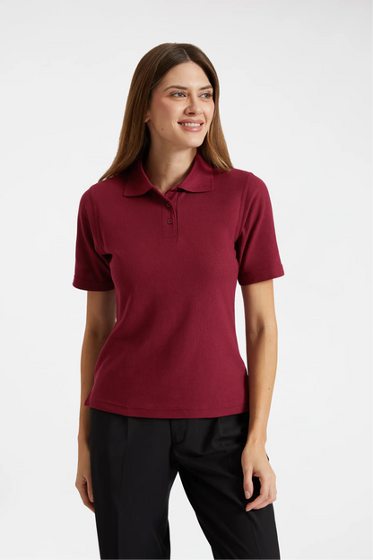 Ladies Active Cotton Poloshirt Maroon