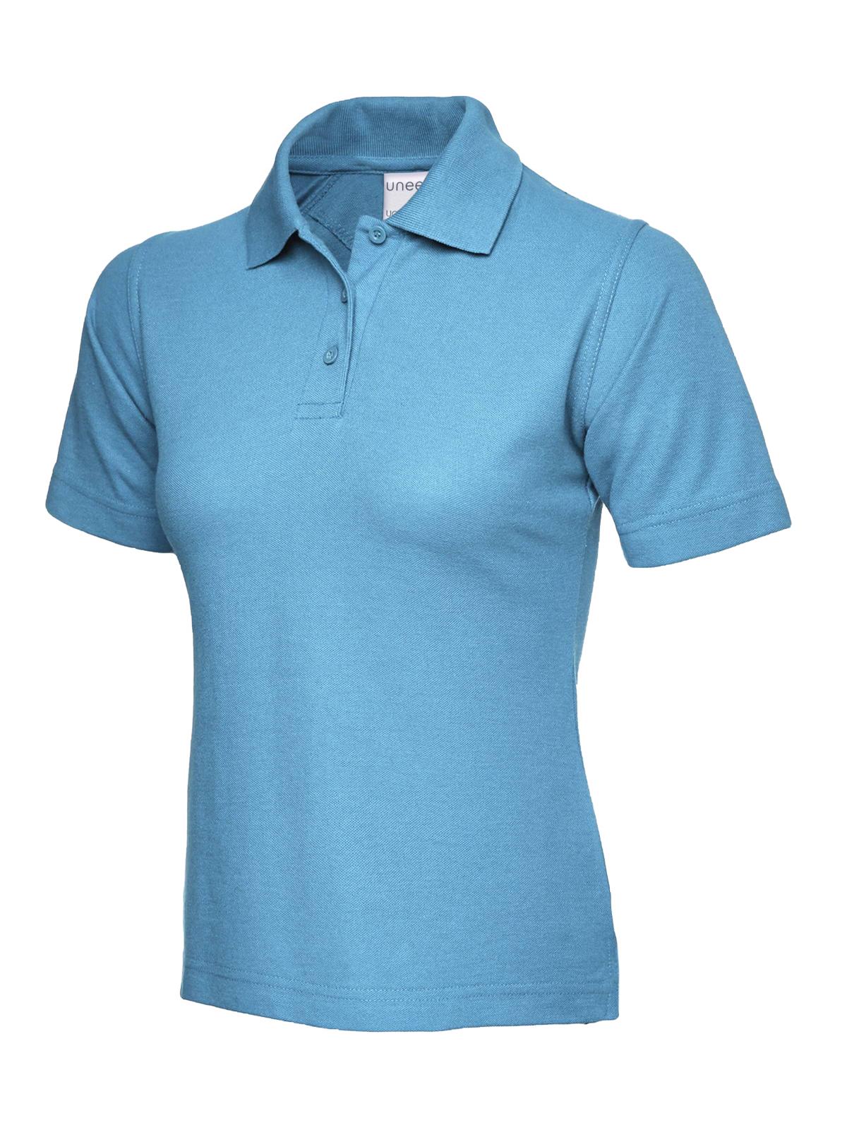 Ladies Active Cotton Poloshirt Sky Blue