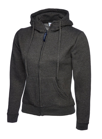 Ladies Classic Full Zip Hooded Sweatshirt - Charcoal - UC505