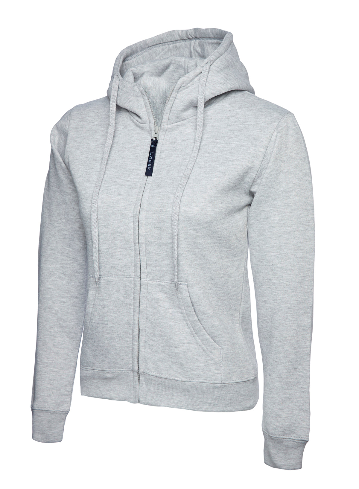 Ladies Classic Full Zip Hooded Sweatshirt - Heather Grey - UC505