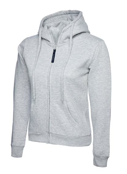 Ladies Classic Full Zip Hooded Sweatshirt - Heather Grey - UC505