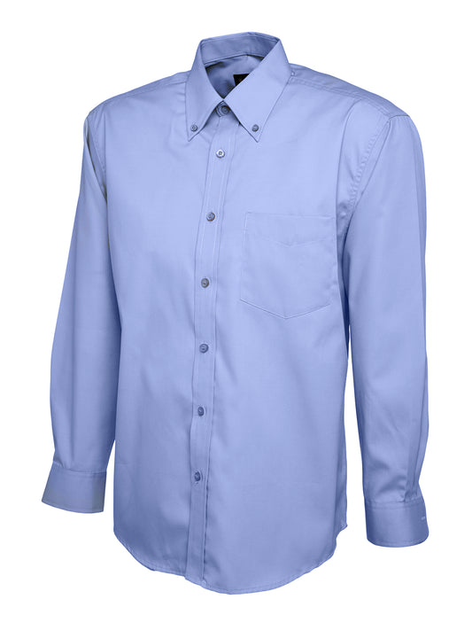Mens Pinpoint Oxford Full Sleeve Shirt - Mid Blue