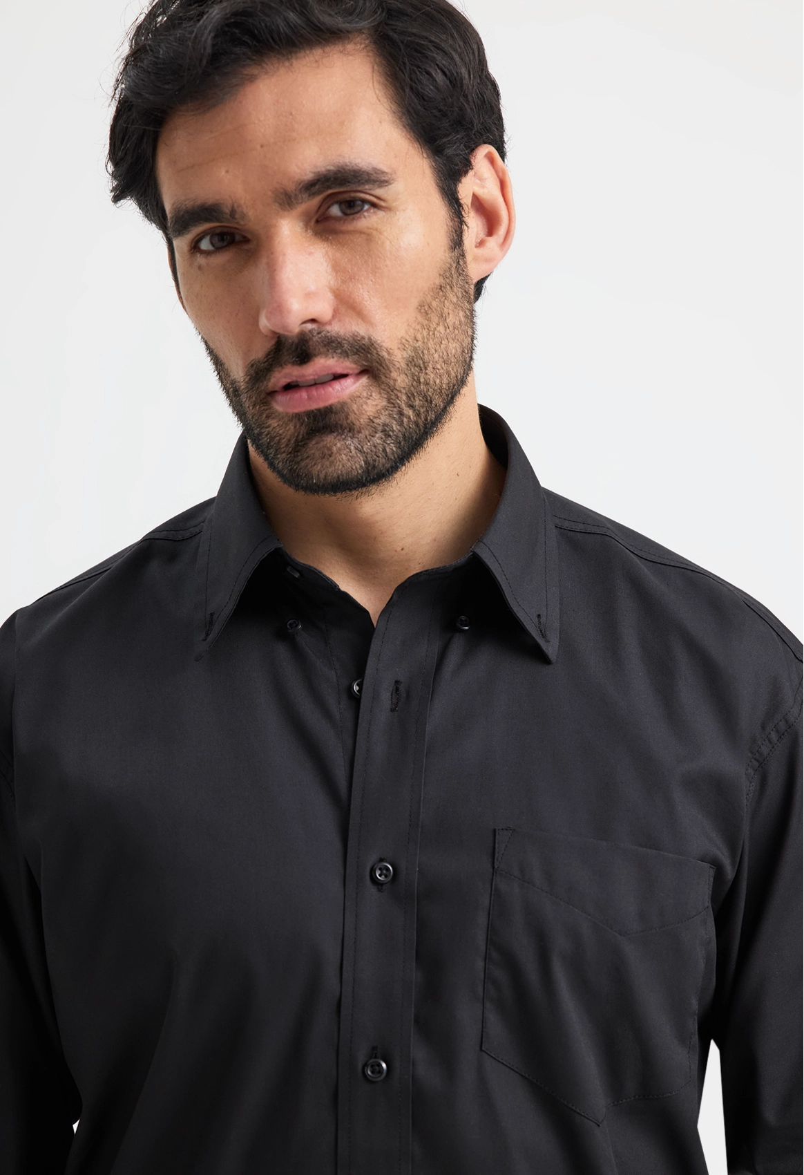 Mens Pinpoint Oxford Full Sleeve Shirt - Black