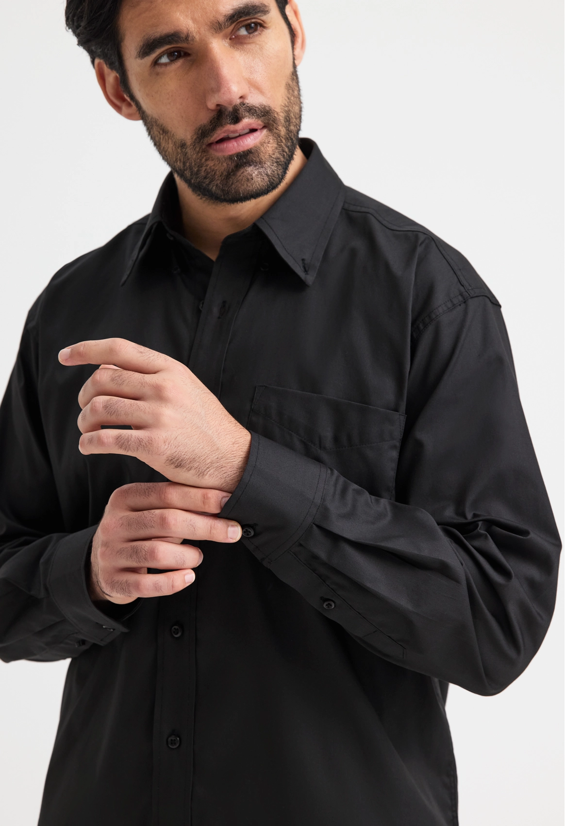 Mens Pinpoint Oxford Full Sleeve Shirt - Black