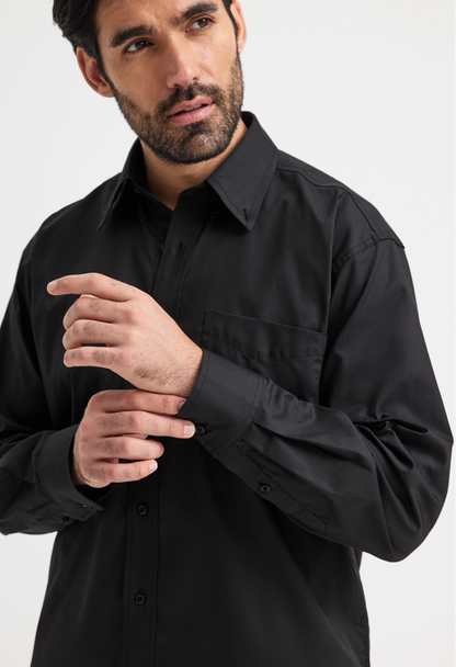 Mens Pinpoint Oxford Full Sleeve Shirt - Black