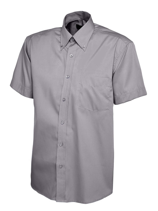 Mens Pinpoint Oxford Half Sleeve Shirt - Charcoal
