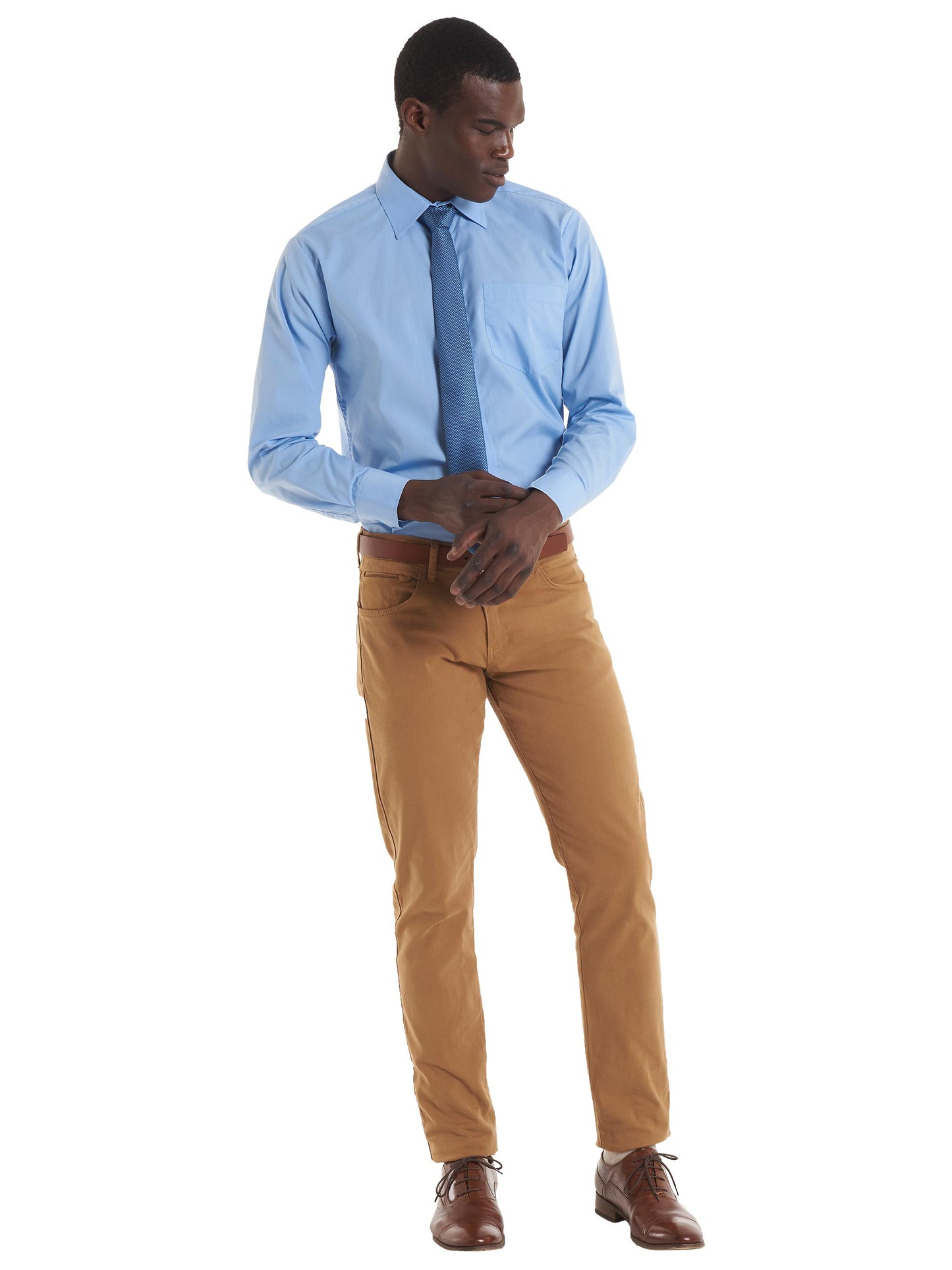 Men's Long Sleeve Poplin Shirt - Light Blue