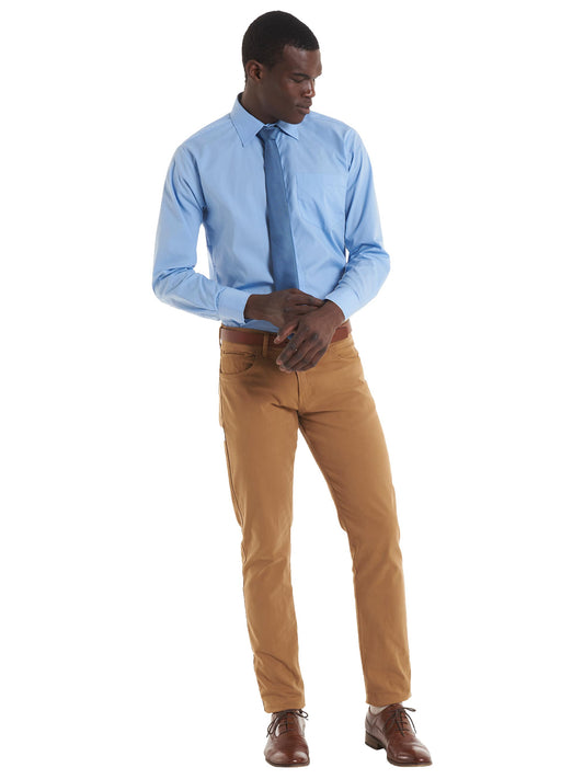 Men's Long Sleeve Poplin Shirt - Light Blue