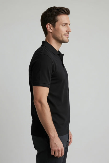 Polo Collar Tipping Men's Polo Shirt In Jet Black