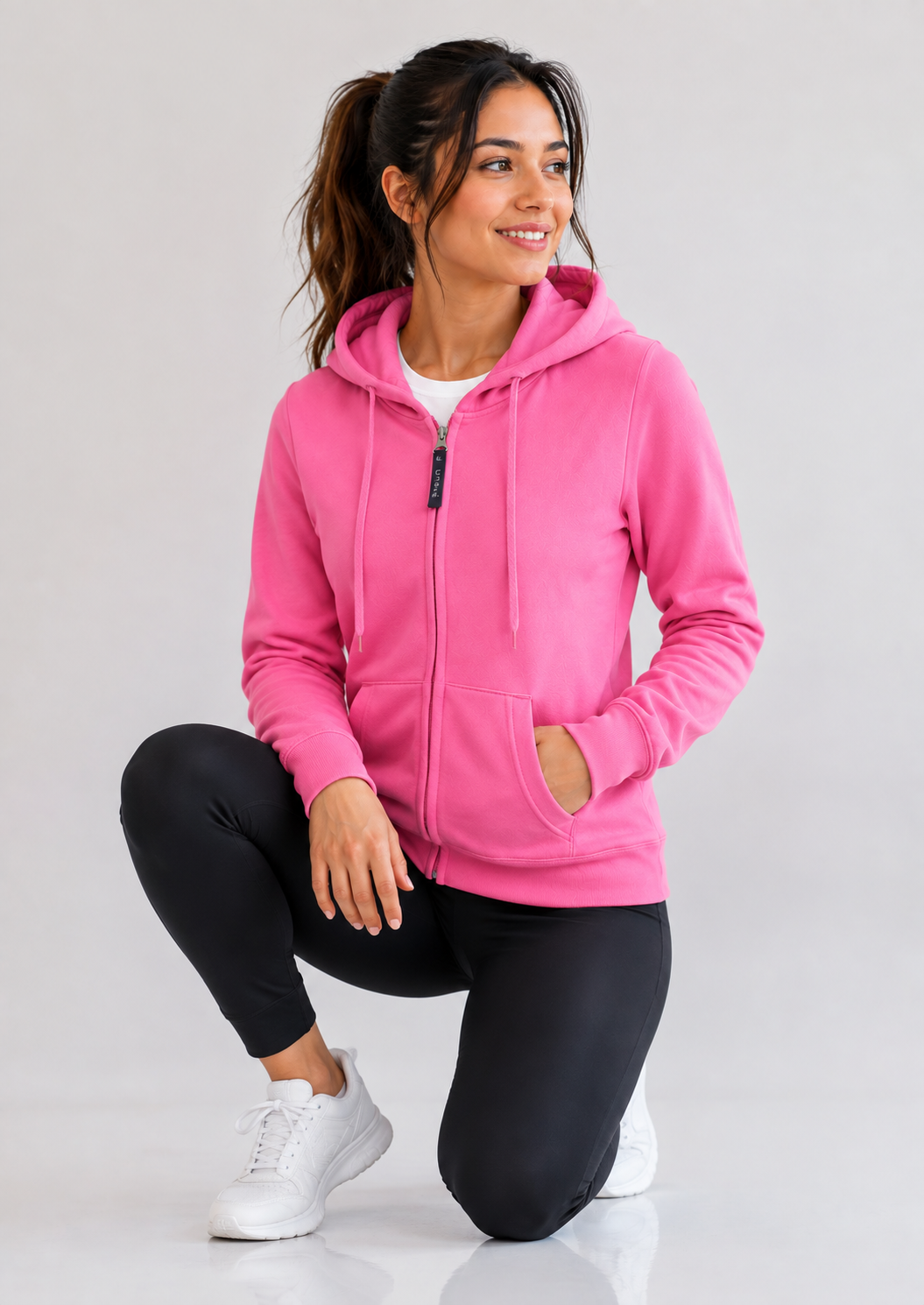 Ladies Classic Full Zip Hooded Sweatshirt - Pink - UC505