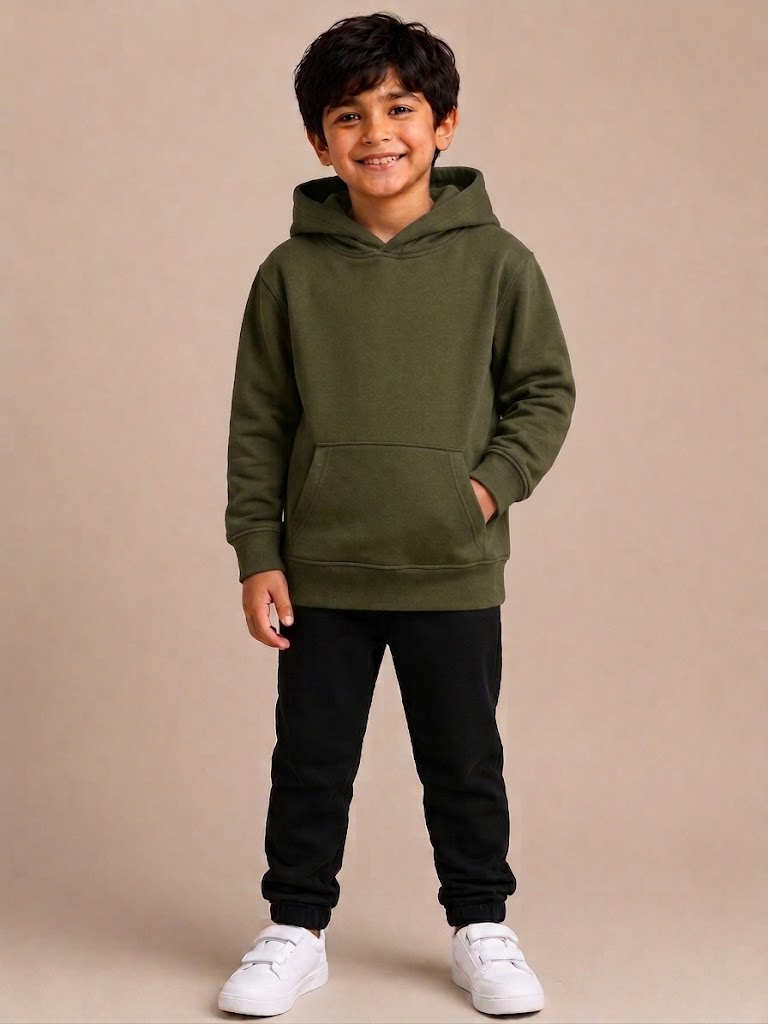 Kids Hooded Sweatshirt - Olive - UC503