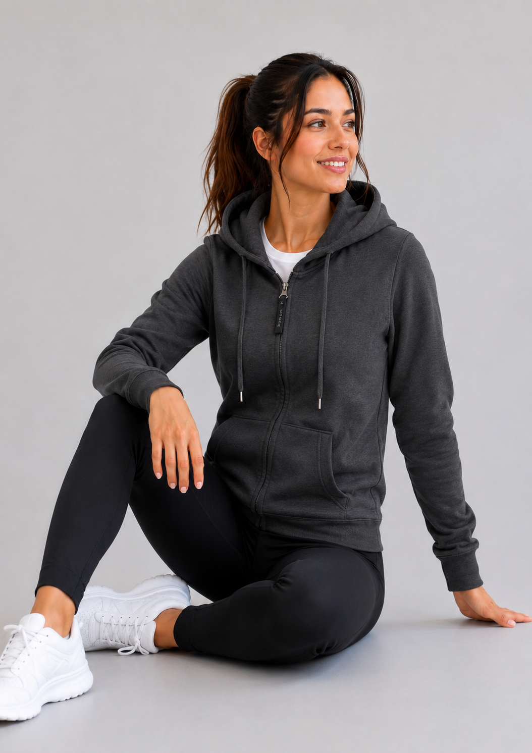Ladies Classic Full Zip Hooded Sweatshirt - Charcoal - UC505