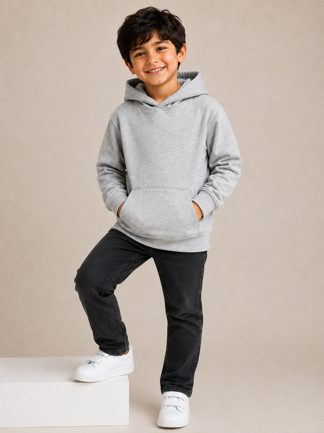 Kids Hooded Sweatshirt - Heather Grey - UC503