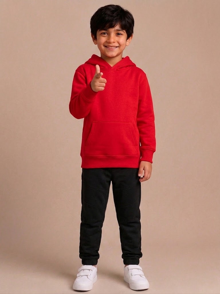 Kids Hooded Sweatshirt - Red - UC503