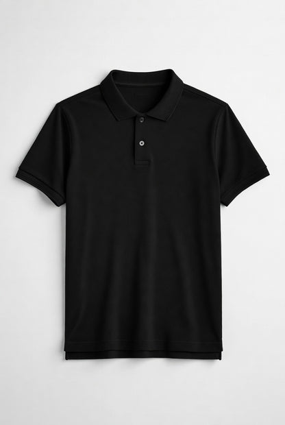 Polo Collar Tipping Men's Polo Shirt In Jet Black