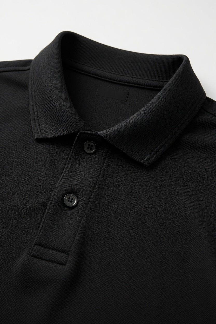 Polo Collar Tipping Men's Polo Shirt In Jet Black