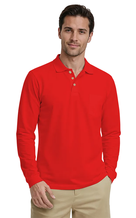 Full Sleeves Polo Tipping Shirt Red