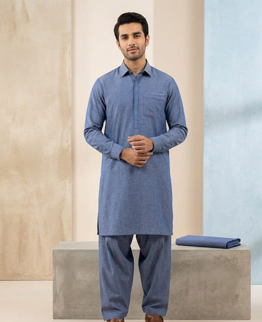 Club italia Chambray Cotton Denim Light Blue