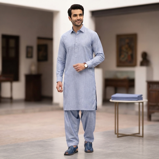 Club italia Chambray Cotton Denim Oxford Blue